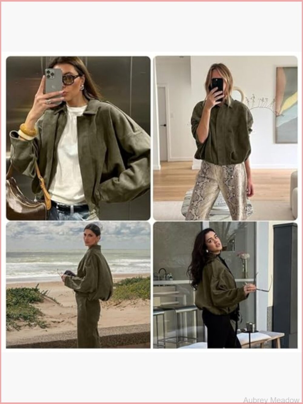 Faux Suede Bomber Jacket Oversized Long Sleeve Lapel Pilot Coat Casual - Picture 3 of 5